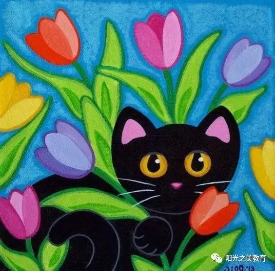 给大家介绍一位画猫咪的儿童画画家   jill