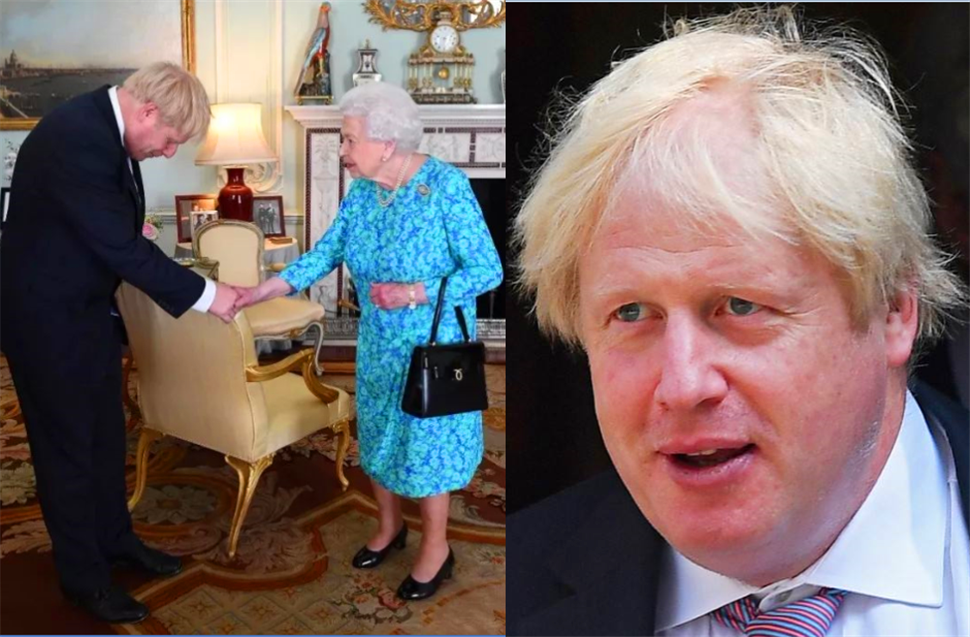 英国首相鲍里斯·约翰逊与女王