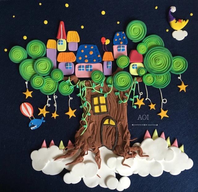 花草篇这些粘土画有的简单有的复杂,简单的适合初学者和小孩子,复杂