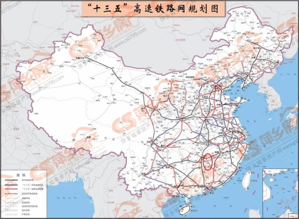 "十三五"高速铁路网规划图