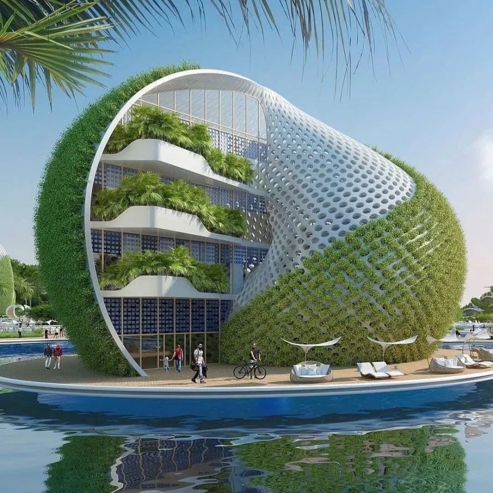 基于仿生学,这个生态渡假胜地的建筑以最大程度地减少其生态足迹,在