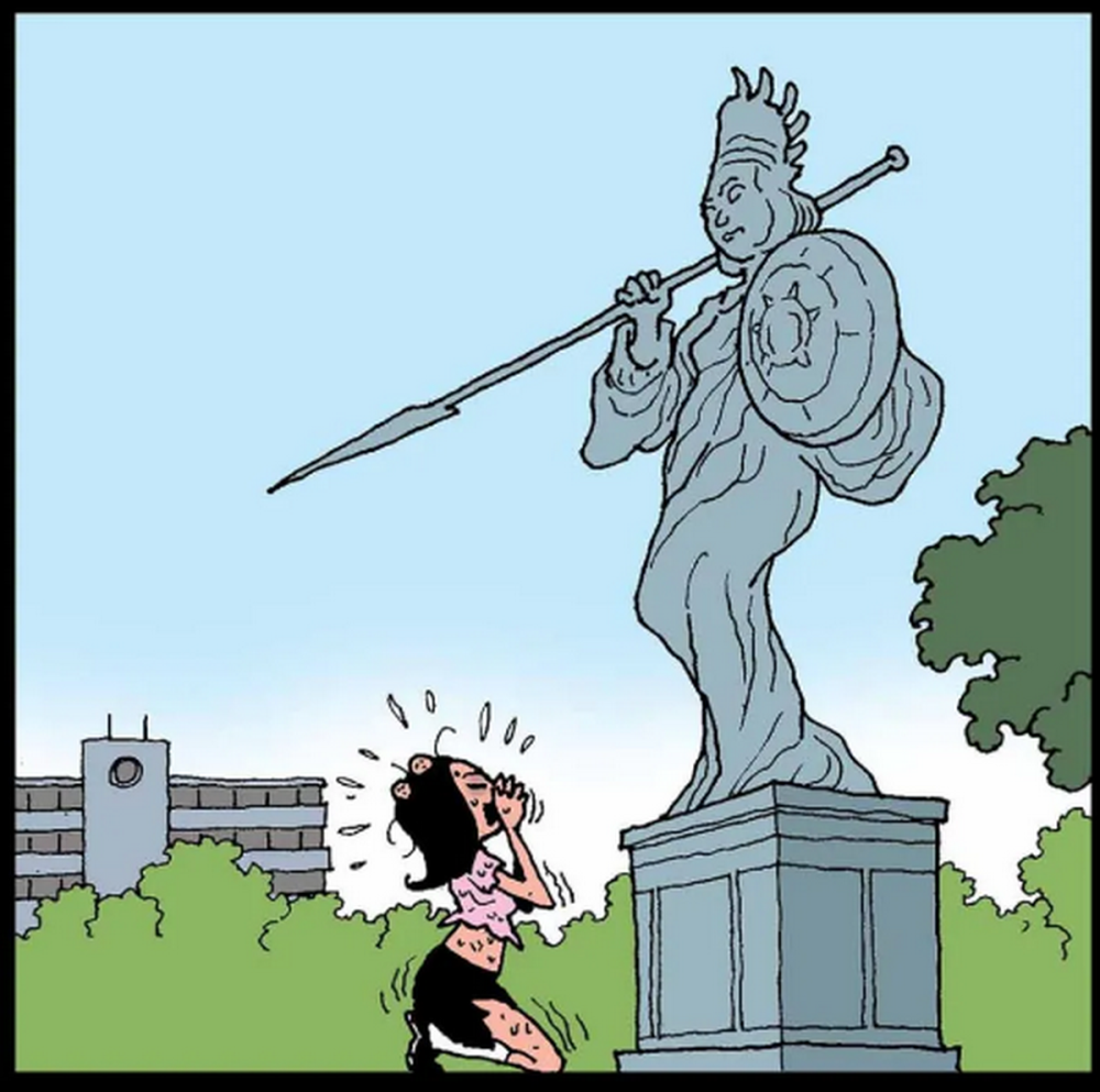 惊悚漫画:女孩来到石像前祈祷,看到石像发生变化,原来愿望已实现