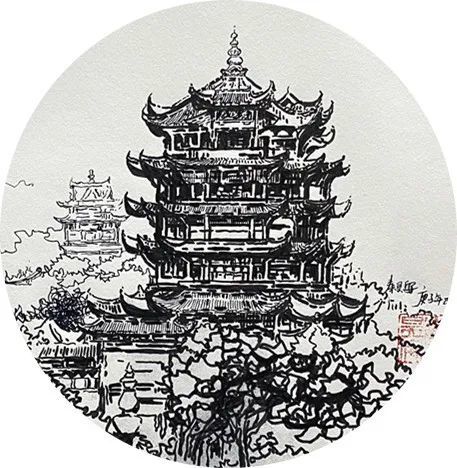 一张手绘图带你走过黄鹤楼