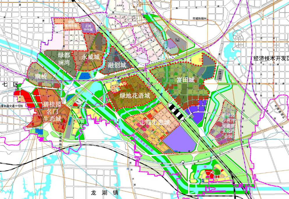 南各项目示意图管南目前几个超级大盘自身及周边均有多个教育地块规划