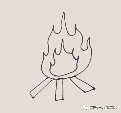 每天学一幅简笔画火堆简笔画简单画法步骤图