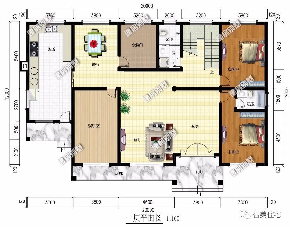 帶堂屋設計面寬尺寸大的兩棟二層別墅建在老家很合適