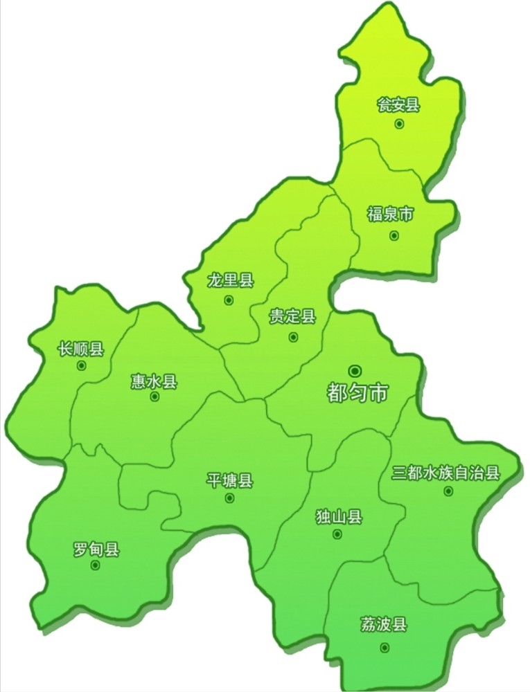 福泉市,9个县(惠水县,瓮安县,平塘县,贵定县,长顺县,独山县,龙里县