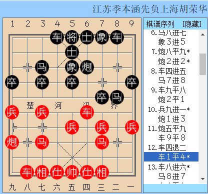 該局面中,黑方右炮巡河是反宮馬開局的關鍵招法,如改走車9平8,則車九