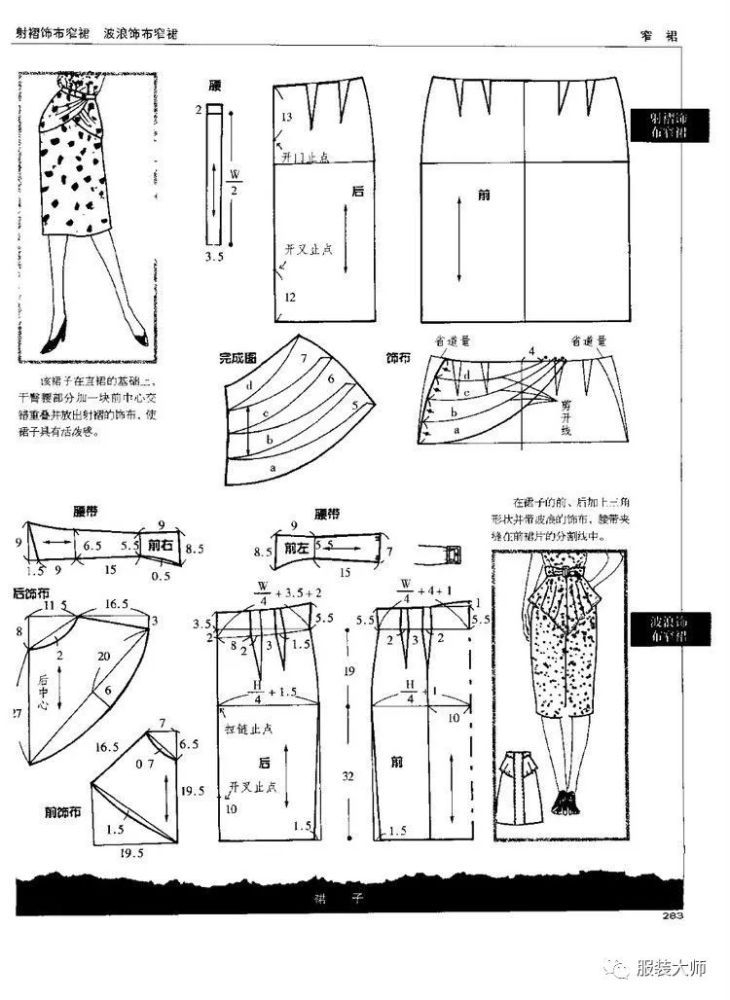 80款各种风格半裙款式设计 结构图纸整理!服装人必收藏