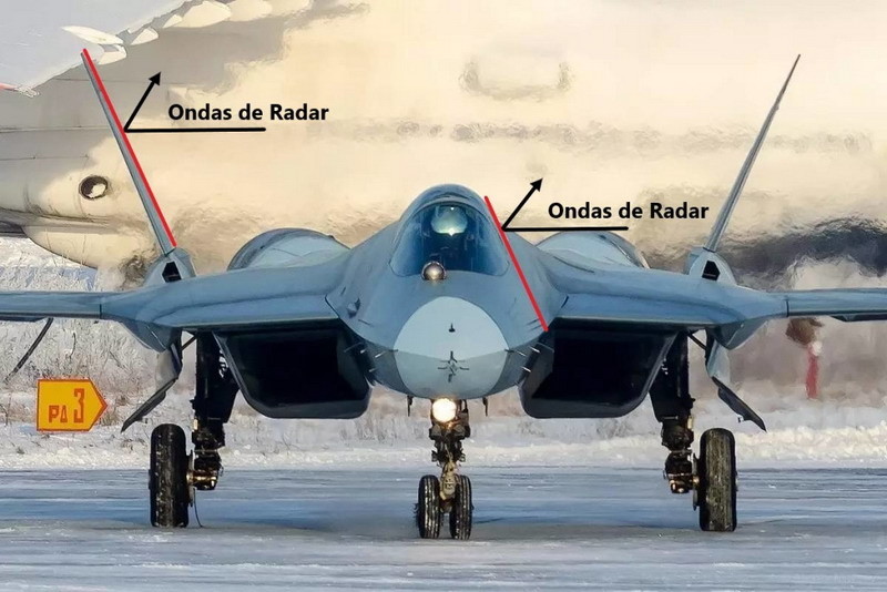 蘇-57的進氣道難以遮掩發動機正面的強反射源,生產飛機在改用