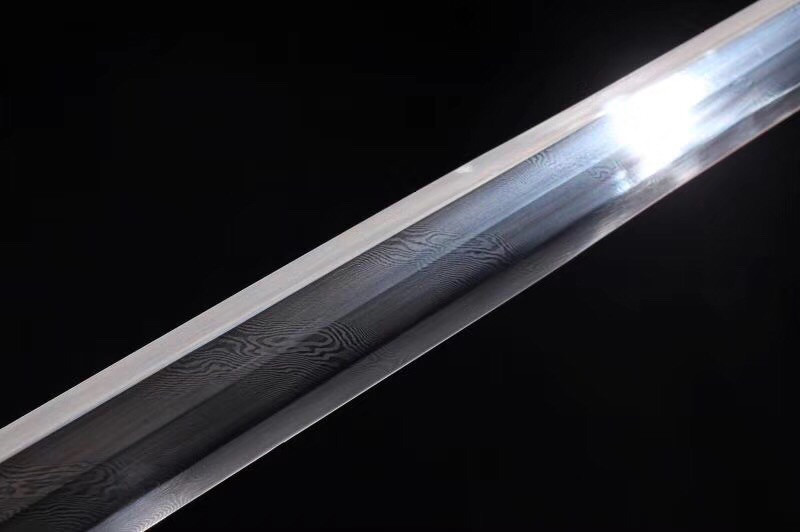 櫑具汉剑,手工锻造百炼钢扭转纹八面研磨,铜装黑檀木鞘