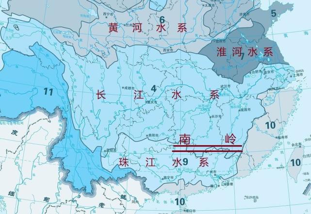 东西走向的南岭分隔了两大地形区,南岭以北是"江南丘陵",而南岭以南是