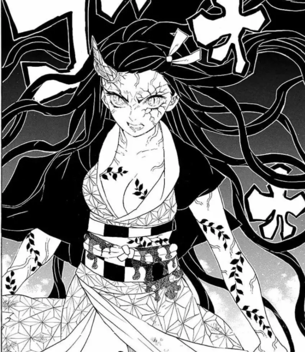 鬼灭之刃:祢豆子进化长出独角,将上弦踩在脚下蹂躏