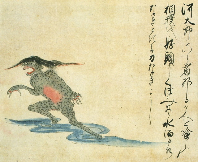 河童图画还有一种说法,河童为日本本地特有妖怪,是由水神降下的冰霜