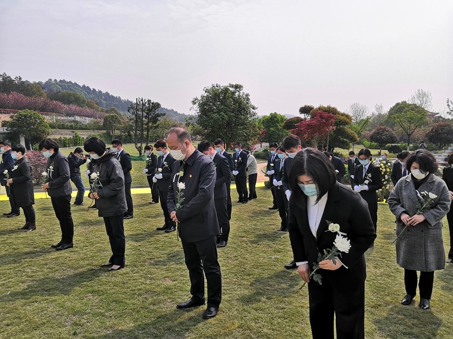 武漢龍泉山孝恩園今日舉行清明集體代祭掃儀式