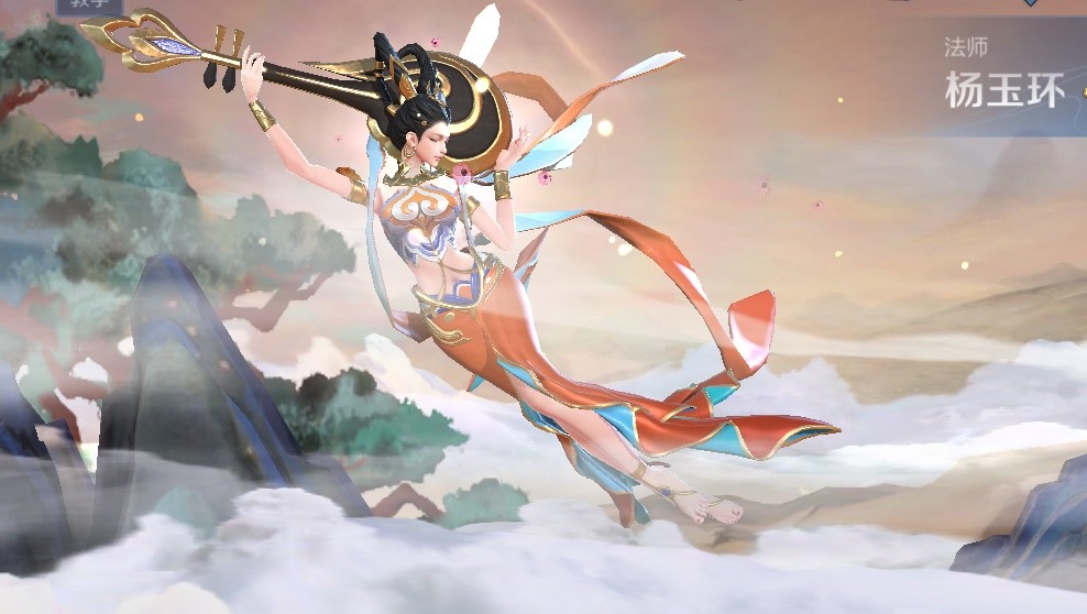 皮肤也是以敦煌壁画为元素的,遇见飞天的出场动画就是杨玉环从壁画里