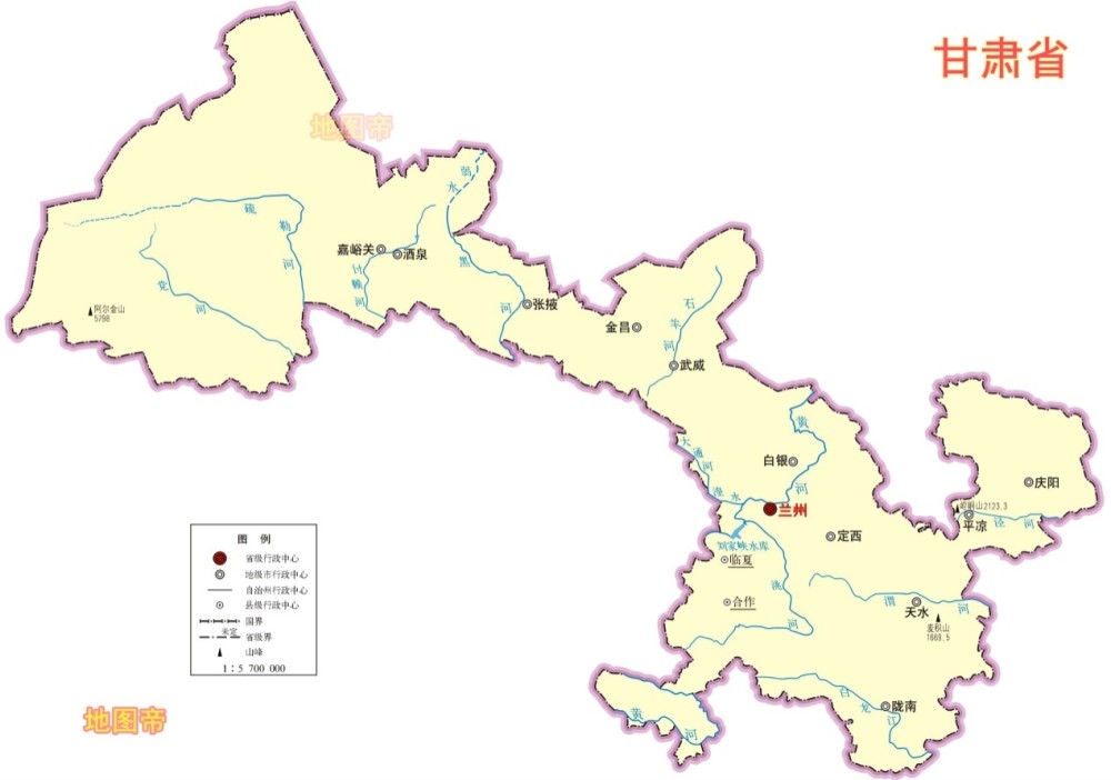 图-甘肃省地图焉支山,是祁连山的一条支脉,位于张掖市山丹县县城东南
