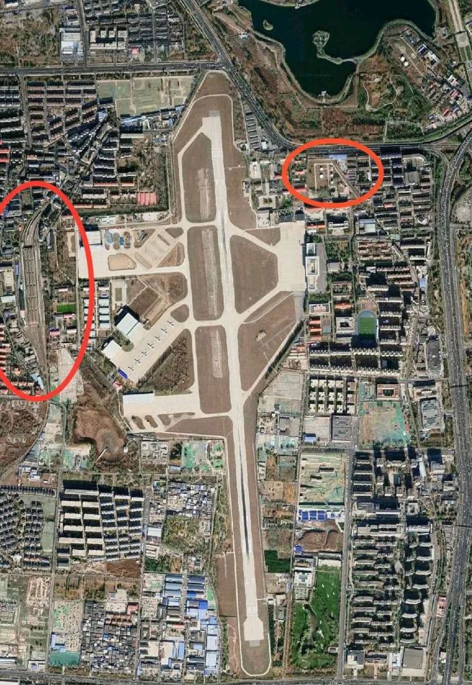右侧红圈位置是西郊支线油库,之间是西郊机场