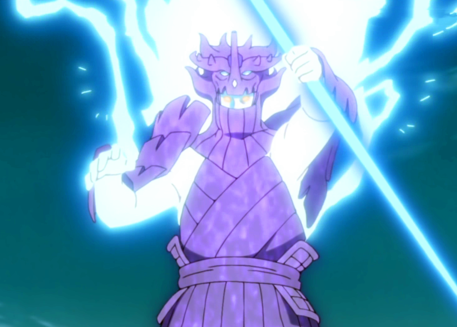 麒麟砸向鼬,须佐飞向卡卡西,因陀罗之矢射向鸣人,佐助罪孽深重