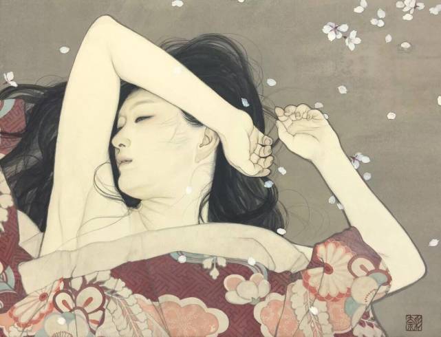 日本画家大竹彩奈的女性人物工笔画