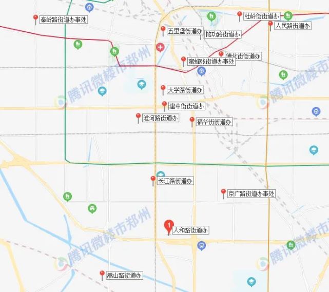 嵩山路,长江路,德化街,五里堡,福华街,大学路,人和路等12个街道办事处