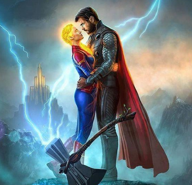 雷神和惊奇队长,算是最有夫妻相的一对情侣了.