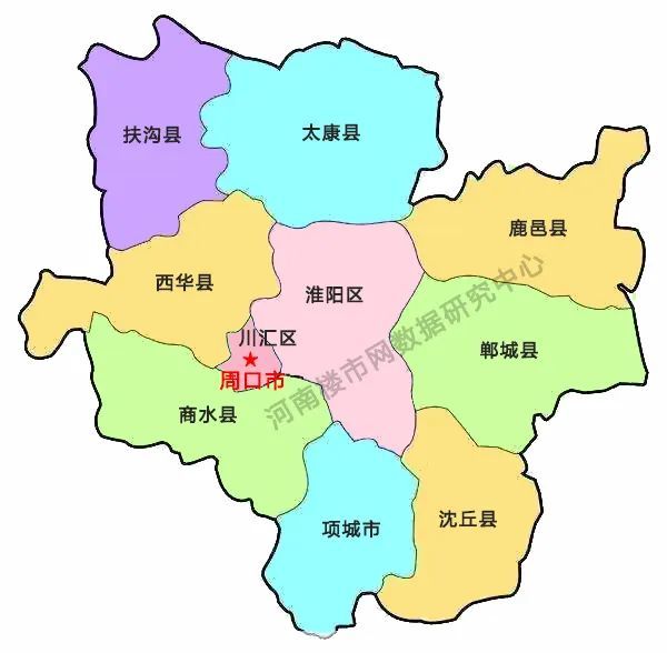 周口现辖扶沟县,西华县,商水县,太康县,鹿邑县(省直管县),郸城县,淮阳