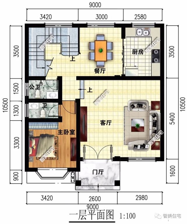 小面宽设计的两栋自建房 第一栋平屋面做法 很受欢迎的明星户型 两室一厅 户型 自建房 别墅