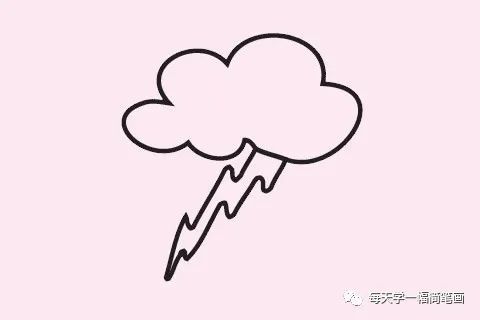 每天學一幅簡筆畫-雷雨天氣簡筆畫畫法步驟