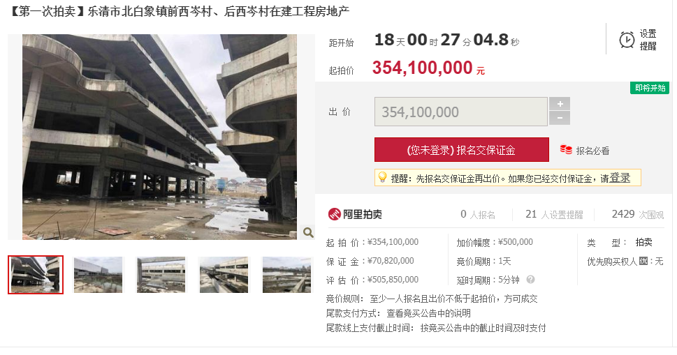 3 541亿 乐清一在建工程房将被拍卖 腾讯新闻