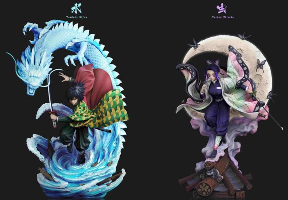 鬼灭超过1万的cp手办,看清虫柱与水柱的细节,刀法都这么搭