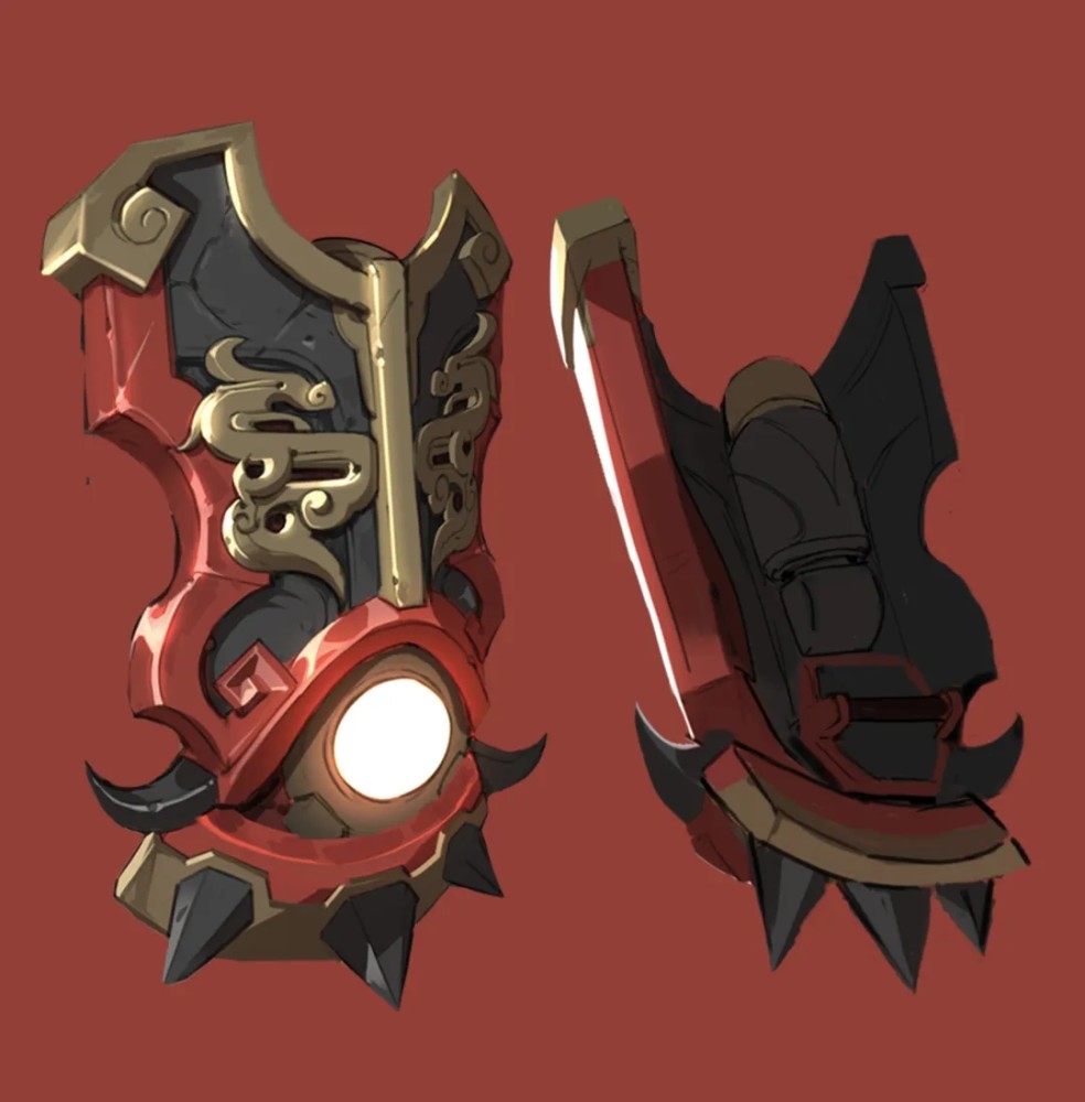 而是使用手腕进行侧身撞击,因此作为廉颇最重要的武器之一,纹上了金龙