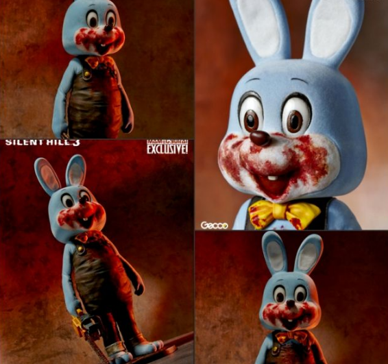 《寂静岭3》中的罗比兔还被做成了手办售卖但不管怎么说,恐怖兔子玩偶