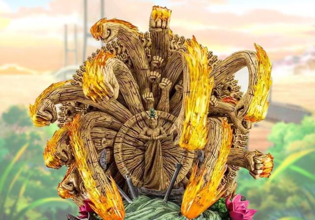 柱间真数千手的手办,拳头上冒着金光,身后木遁全是细节