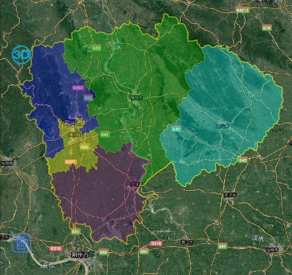 掇刀區),2個縣級市(京山市,鍾祥市),1個縣(沙洋縣)