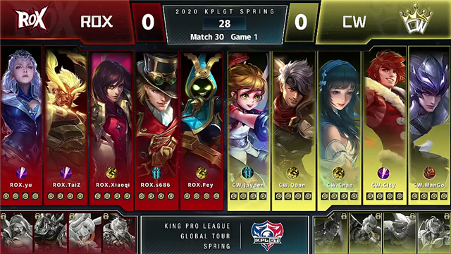 4月13日KPLGT春季赛常规赛：ROX以2-3比分输给CW
