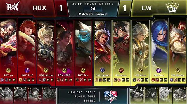 4月13日KPLGT春季赛常规赛：ROX以2-3比分输给CW