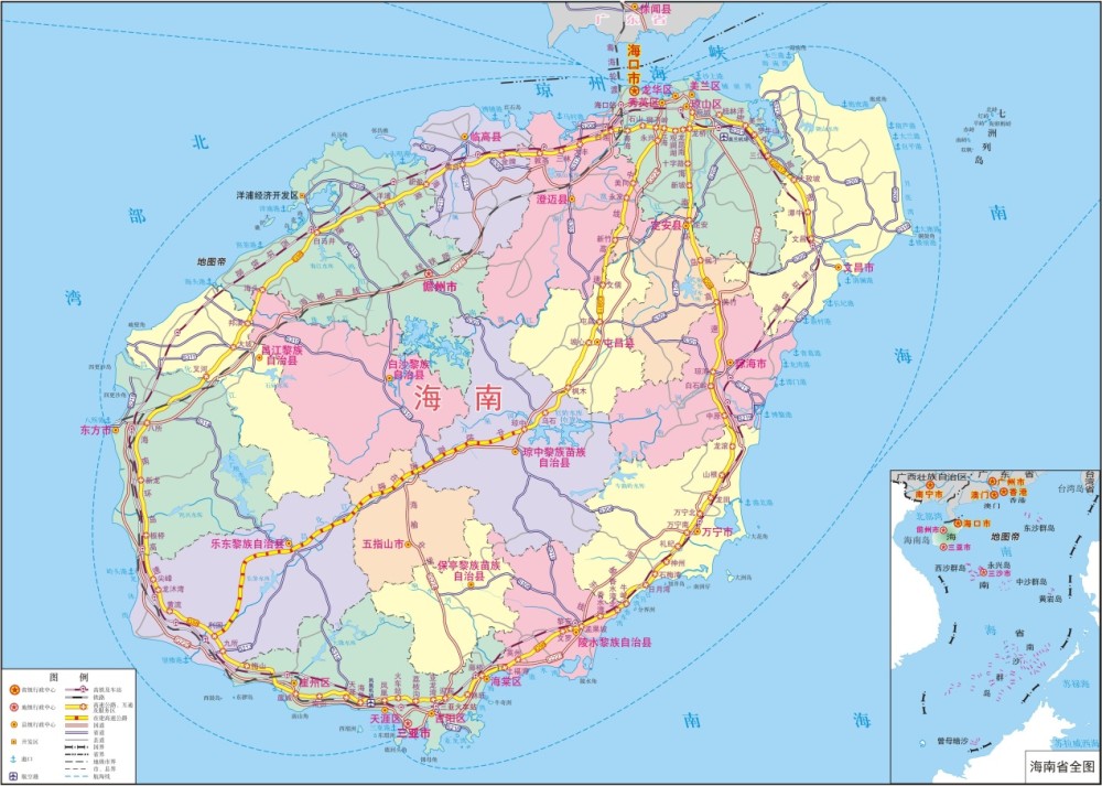 海南島上有三條國道為什麼都始於海口終於三亞