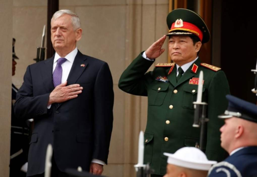 图为越南军队高层访问美国