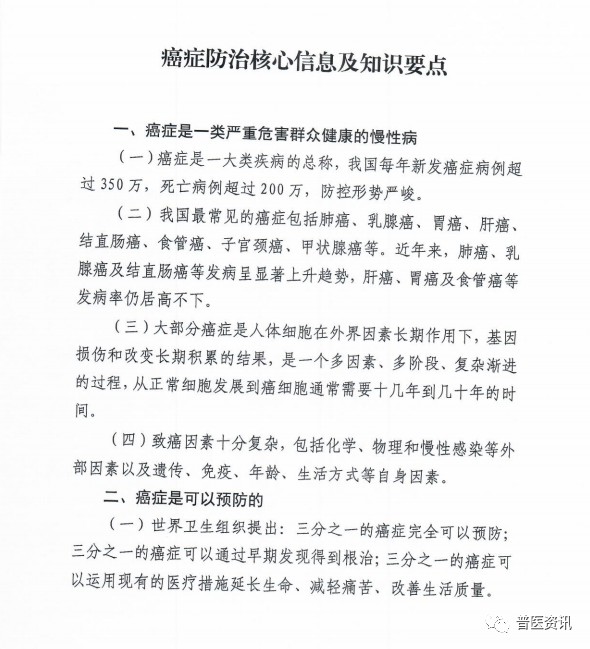 癌症防治 共同行動——2020年全國腫瘤防治宣傳週宣傳知識