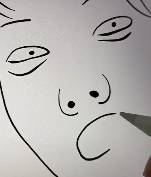 看这个美术生是已经把他大概的五官画出来了,不过简直就是来搞笑的吧