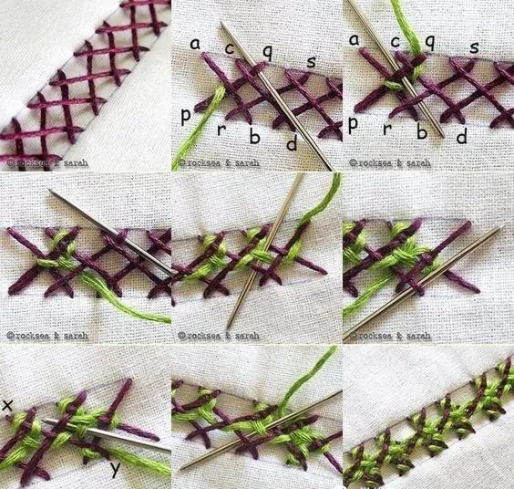 13种拼接刺绣针法花样刺绣用于布艺拼布太精美了附教程