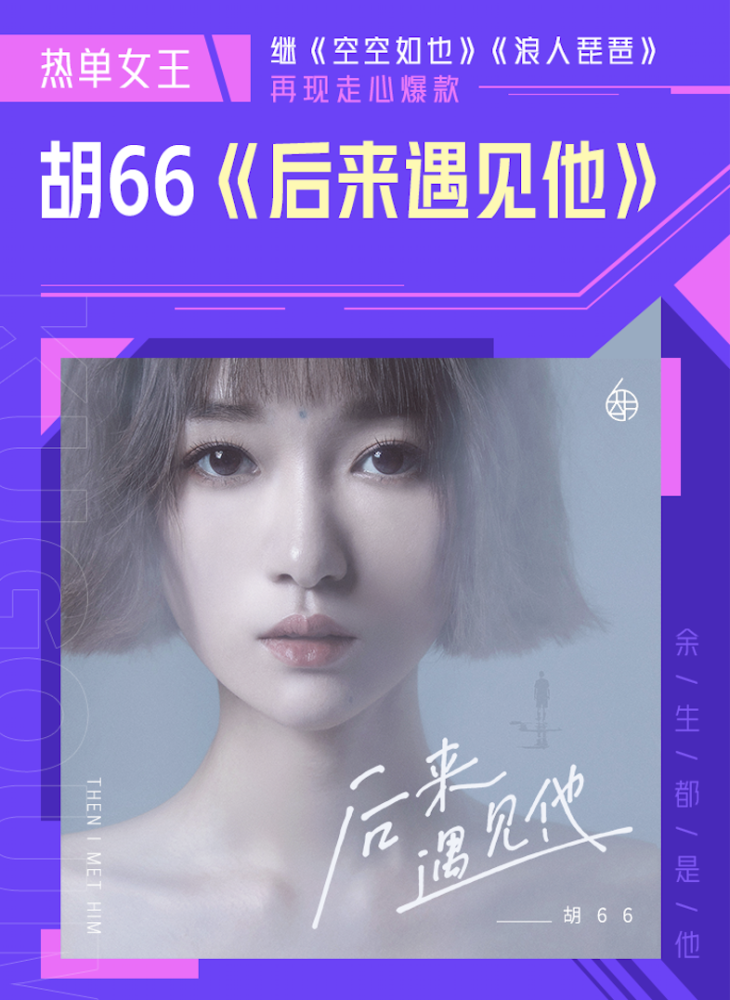 3月20日,胡66新专辑《另一个我》中的先行曲《后来遇见他》在酷狗音乐