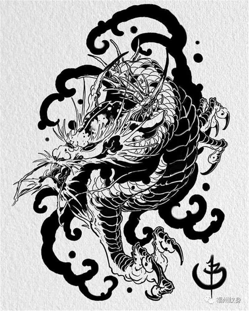 麒麟类纹身图稿