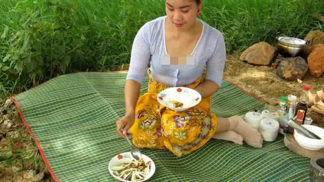 越南姑娘河边做饭,抬头那一刻真是太惊艳了,真想把她娶回家