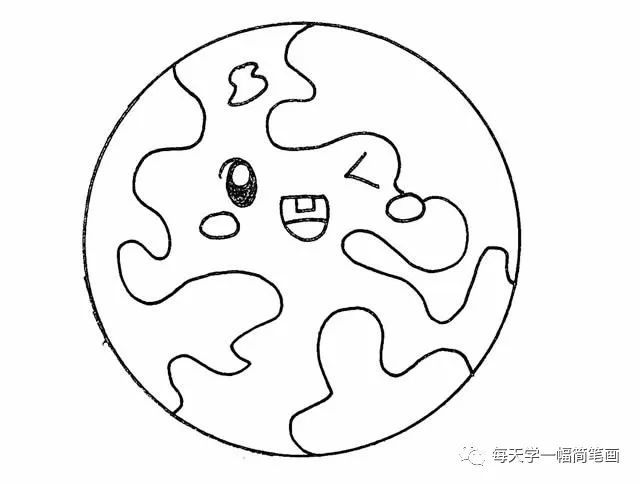 每天学一幅简笔画彩色地球简笔画的画法步骤