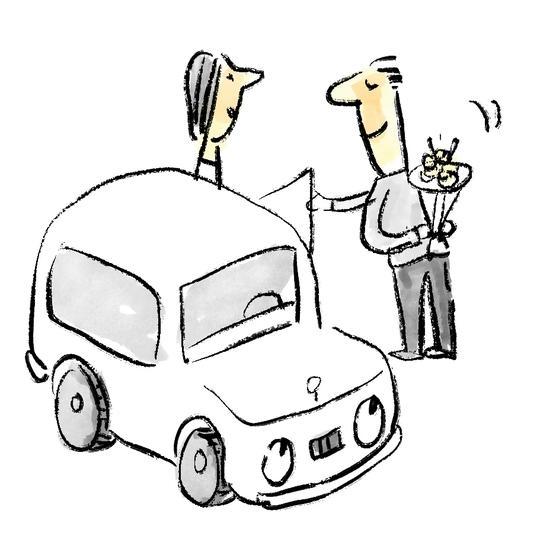 男人给妻子开车门