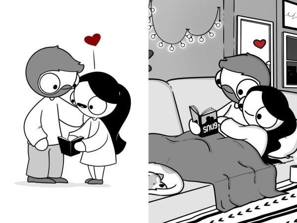 叫男友拍照一定悲剧零食总被他偷吃打打闹闹的情侣相处ig插画 腾讯新闻