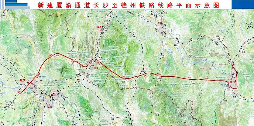 长赣高铁项目概况:长沙至赣州铁路位于湖南省东部和江西西南部,西起