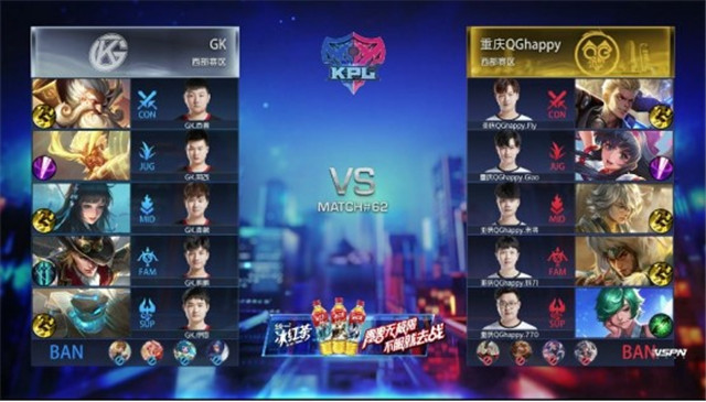 KPL春季赛：GK以2-3比分遗憾输给重庆QGhappy，QG已达五连胜